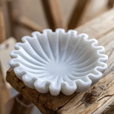 Marble Fluted Scalloped Bowls 6x6
