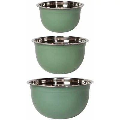 Matte Green Mixing Bowls Set of 3