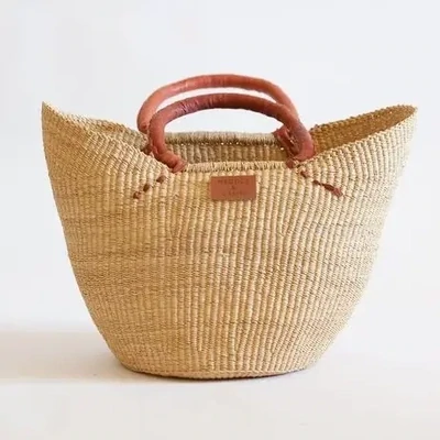 Shopper Bag Basket - Red Brown Handle