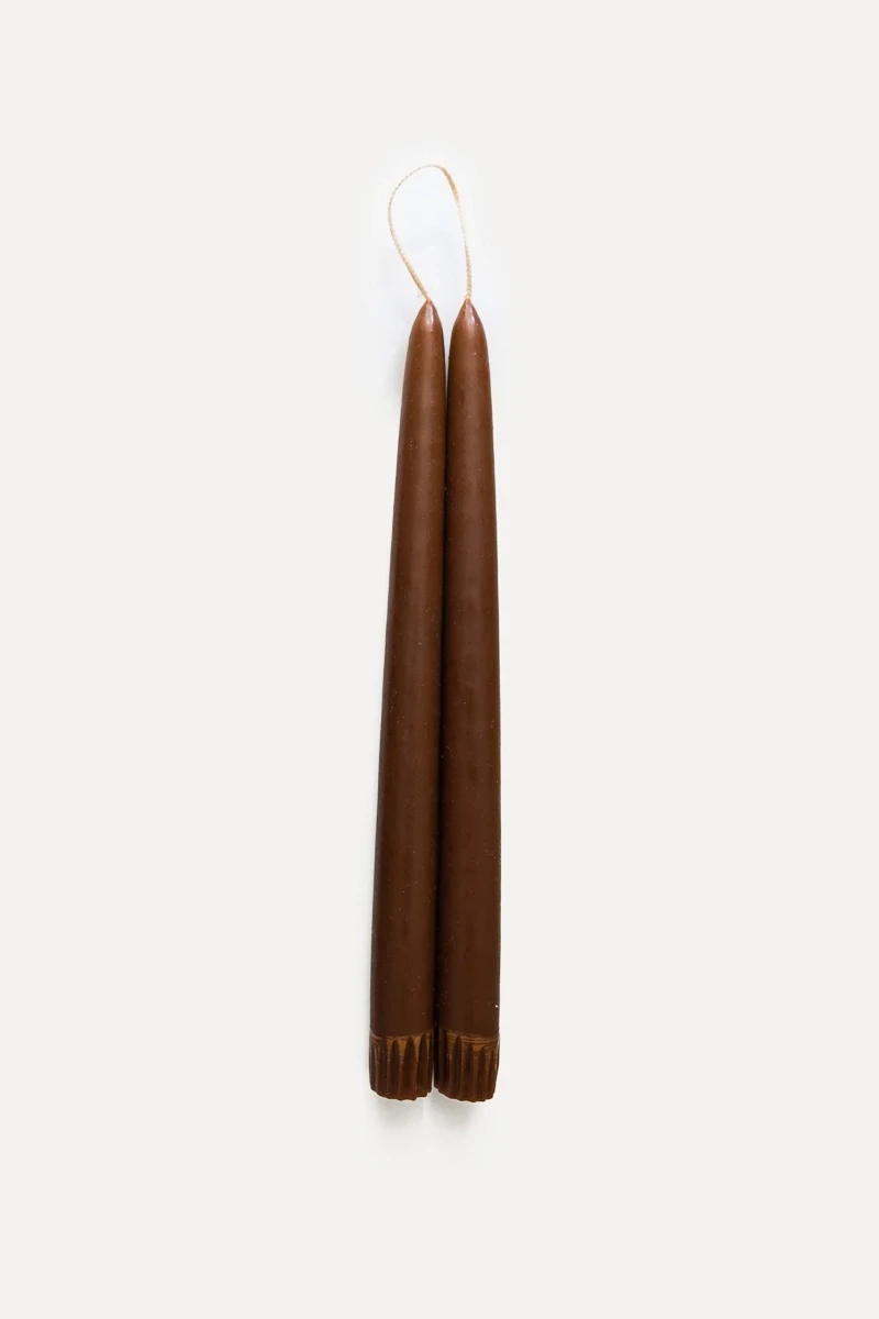 Taper Candle Pair 11&quot; Dark Brown