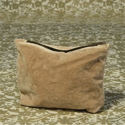 Velvet Zipper Pouch - Eggshell