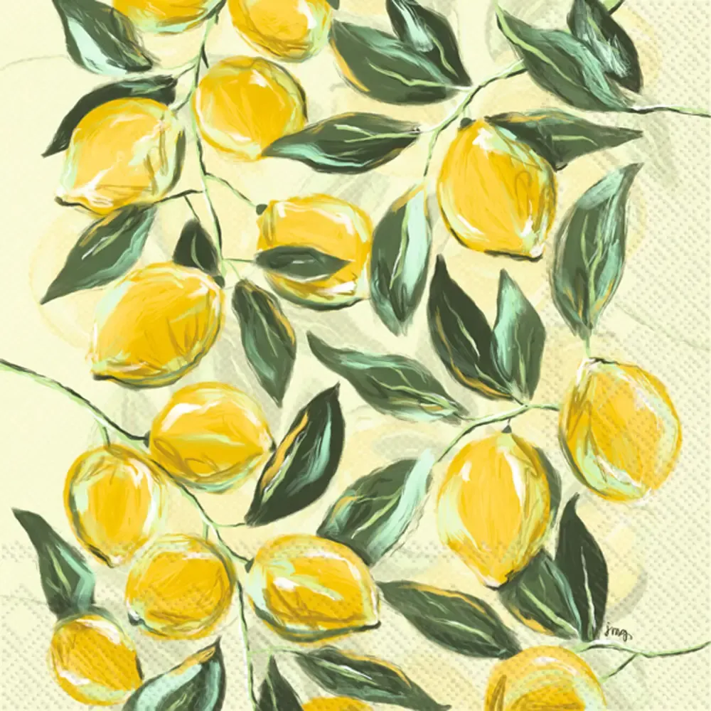 Lemons Paper Cocktail Napkin