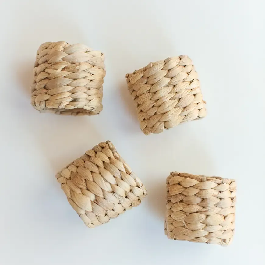 Hyacinth Woven Napkin Ring Set/4