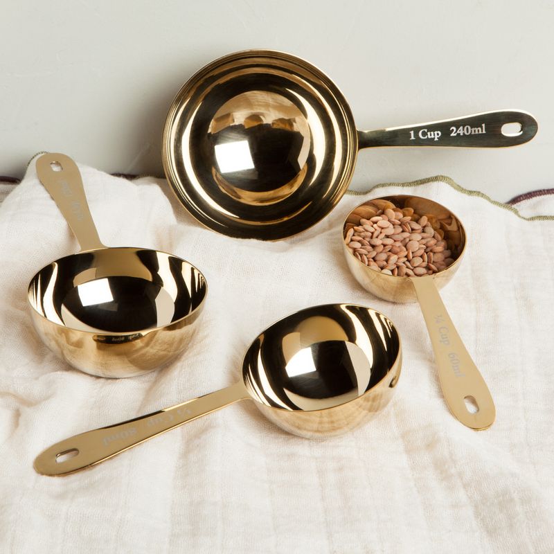 Gold Stainless Steel Measuring Cups Set