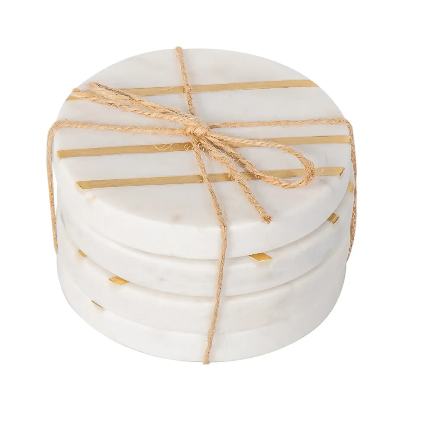 Round White Marble Coaster Set/4