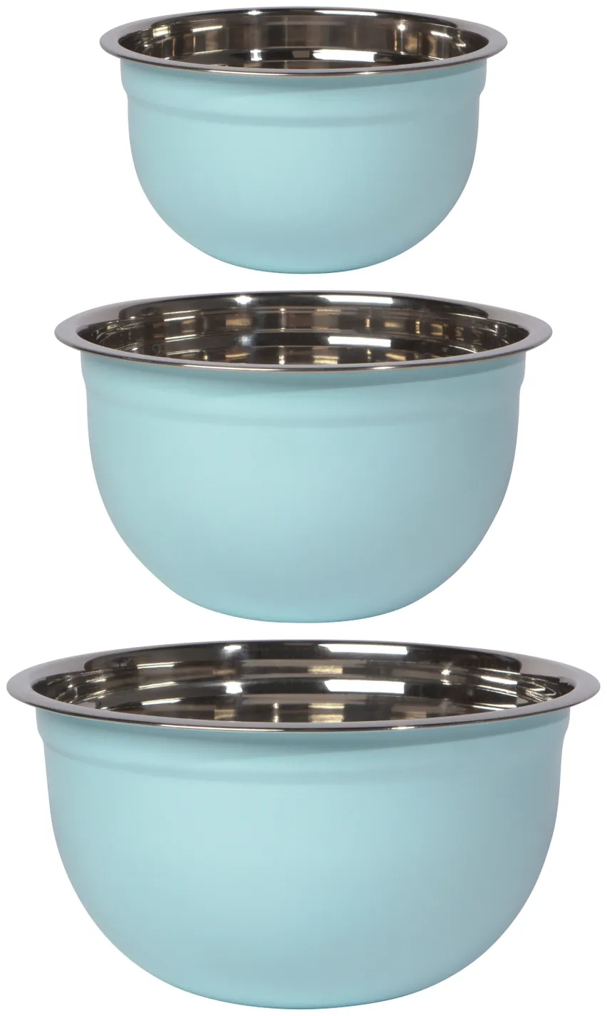 Matte Blue Mixing Bowls Set of 3