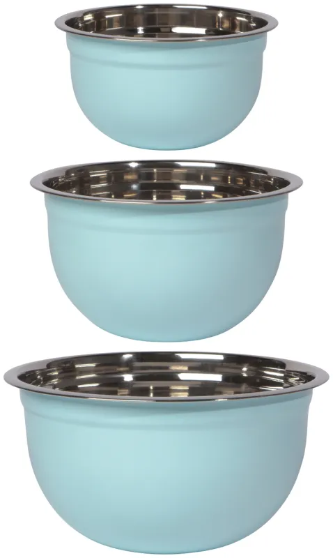 Matte Blue Mixing Bowls Set of 3