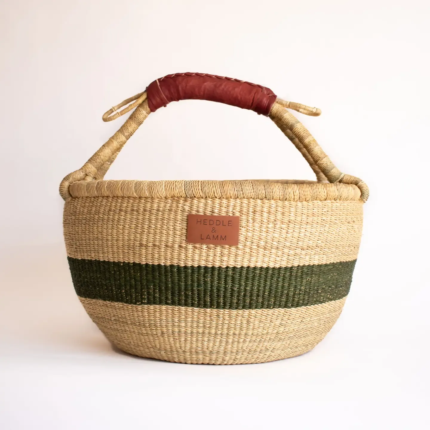 Bolga Basket- Ami - Green Handle - Medium