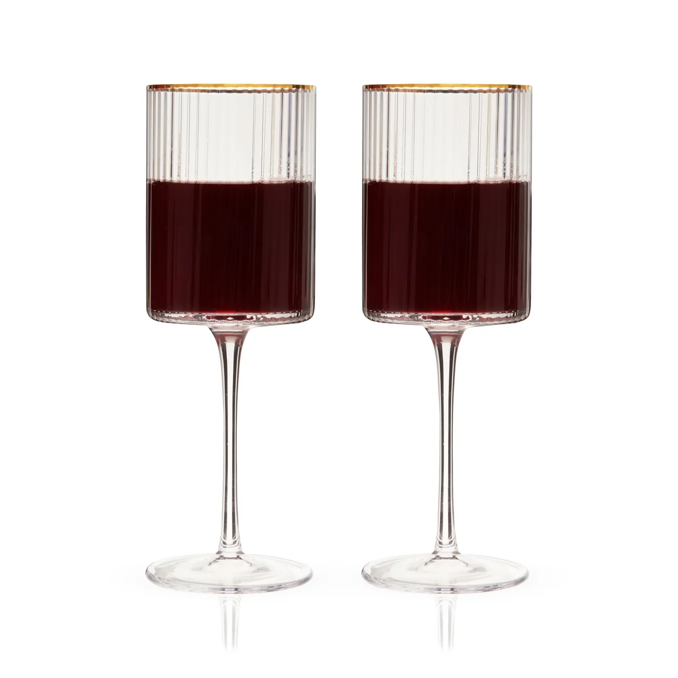 Deco Meridian Gold-Rimmed Crystal Wine Glasses Set/2
