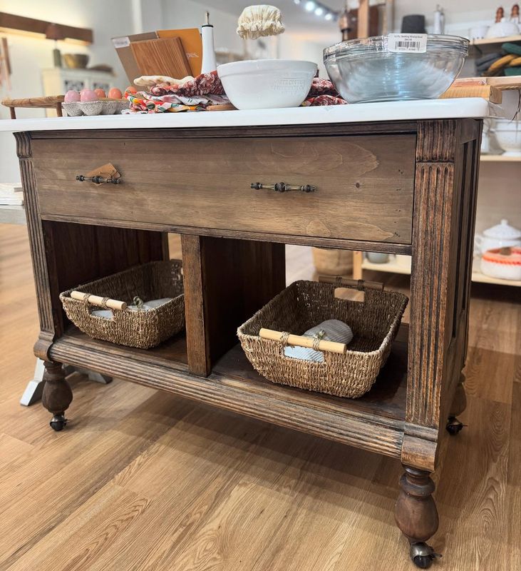 Vintage Kitchen Island with Quartz Top