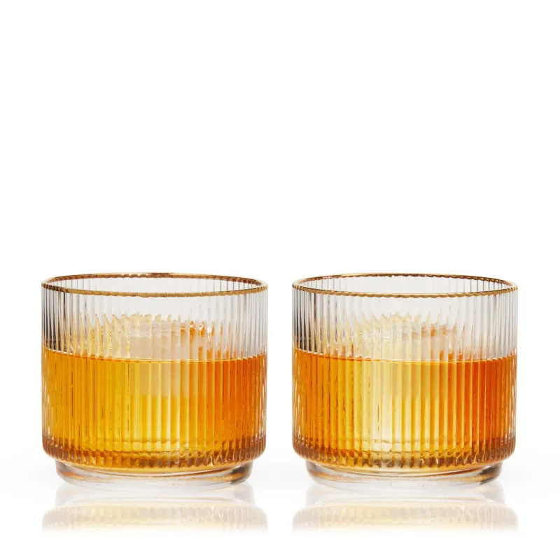 Lowball gold-rimmed tumbler set/2