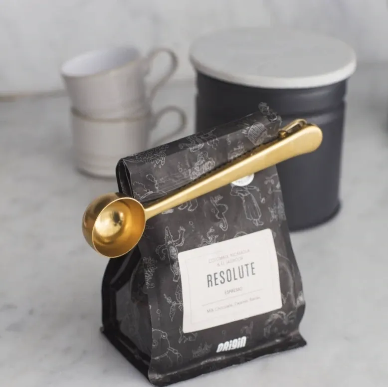 Coffee Spoon &amp; Bag Clip- Brass
