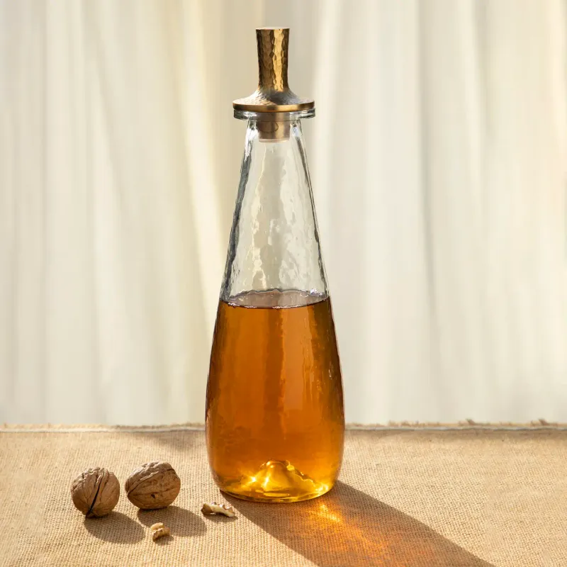 Pebbled Glass Decanter Tall