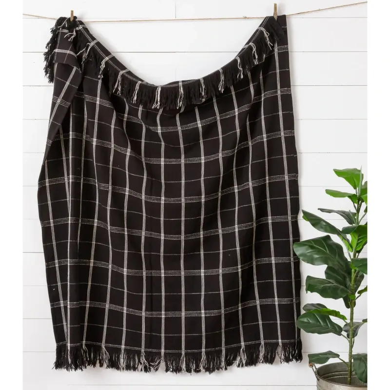 Black Plaid Throw Blanket