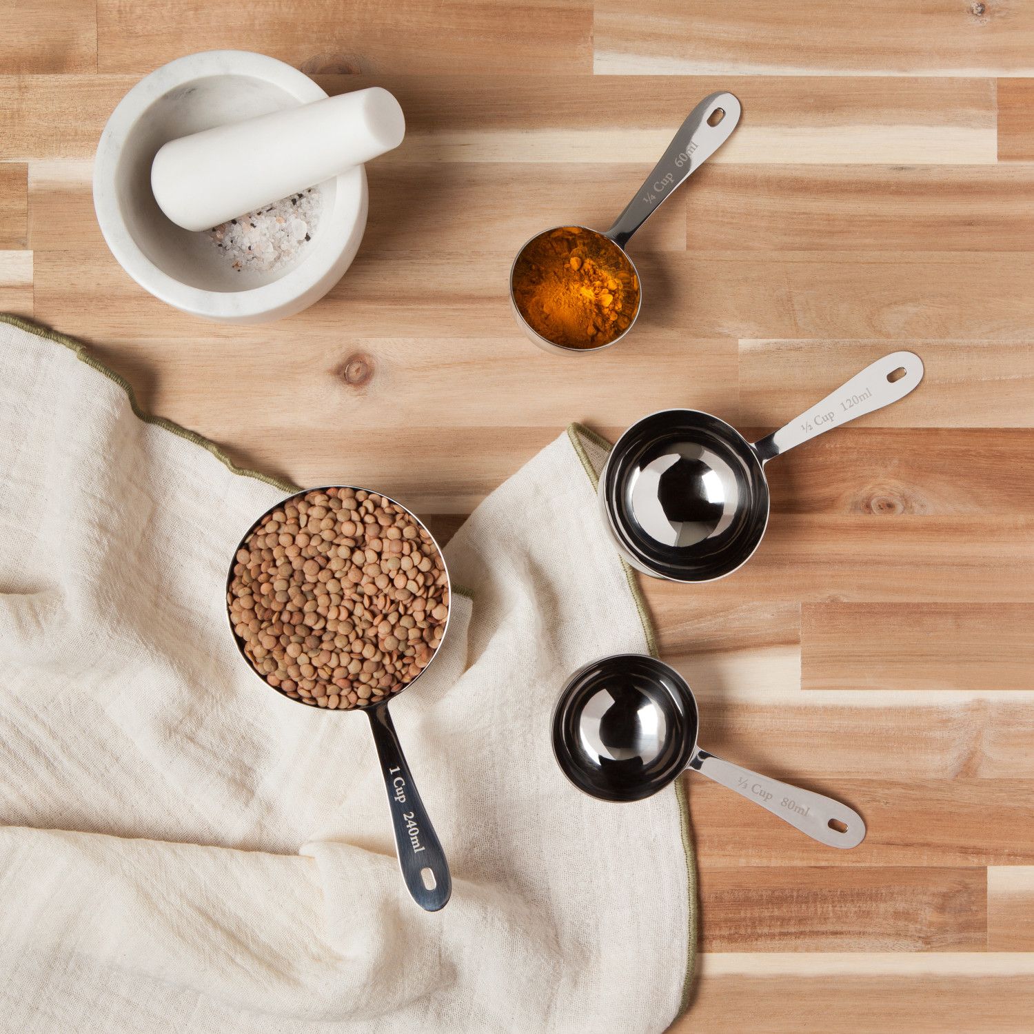 Silver Stainless Steel Measuring Cups Set