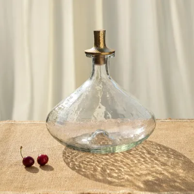Pebbled Glass Decanter Wide