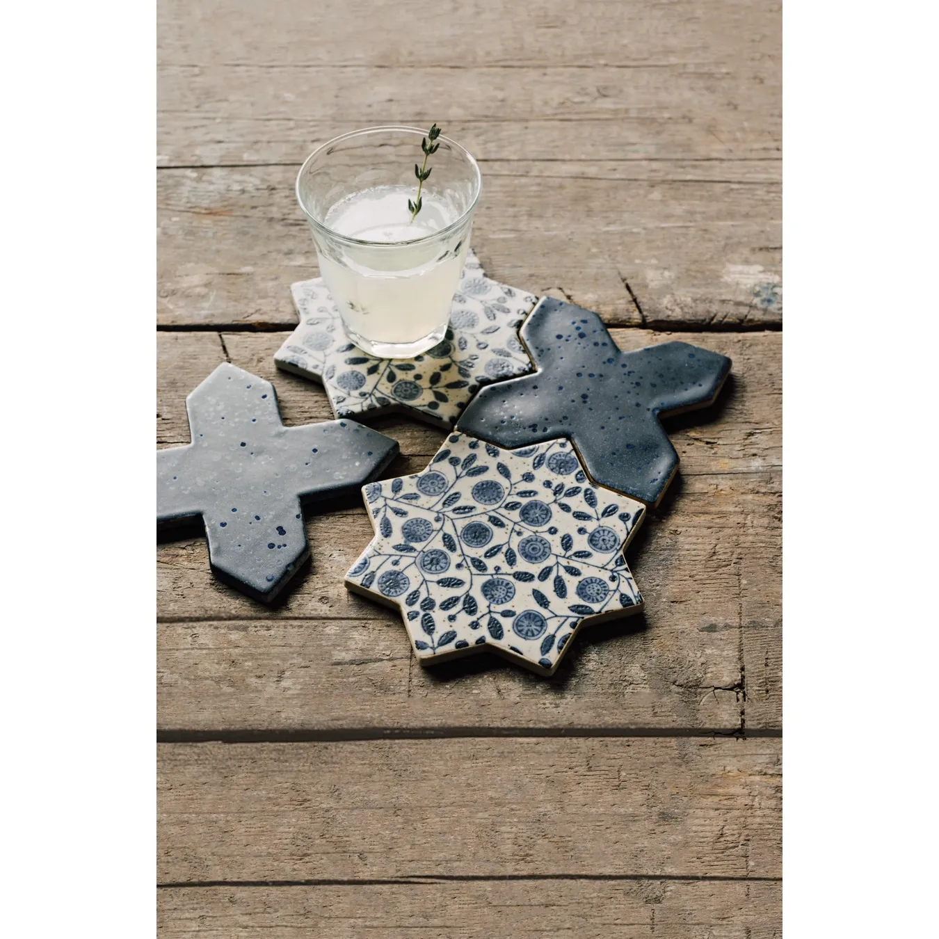 Calendula Blue Stone Coaster Set/4
