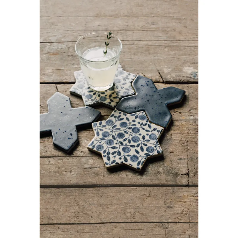Calendula Blue Stone Coaster Set/4