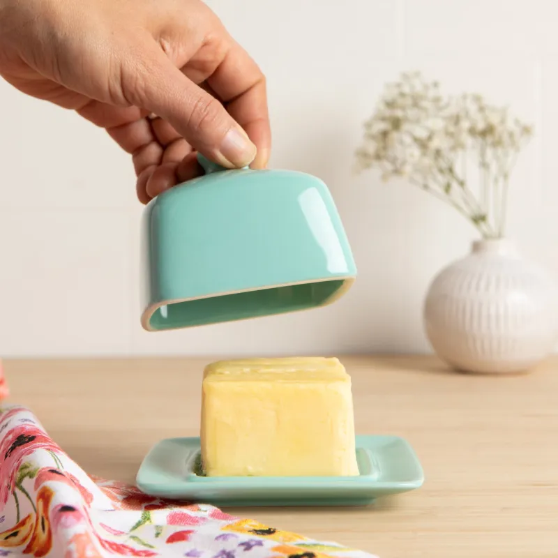 Eggshell Square Butter Dish