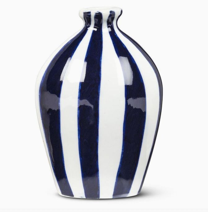 Navy Stripe Bud Vase