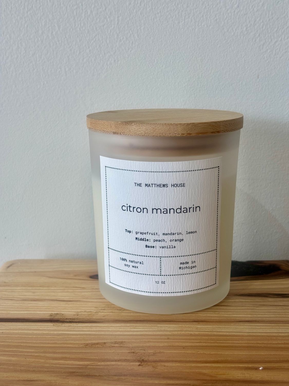 Signature Candle- Frosted Vessel 12 oz.