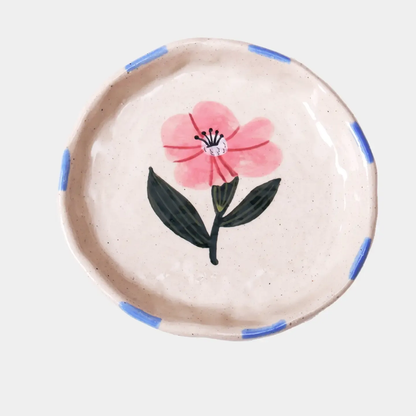 Ceramic Floral Trinket Dish- Wild Rose