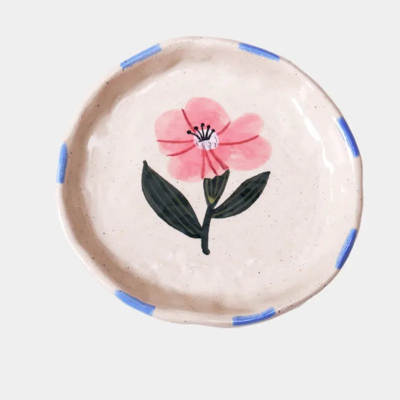 Ceramic Floral Trinket Dish- Wild Rose