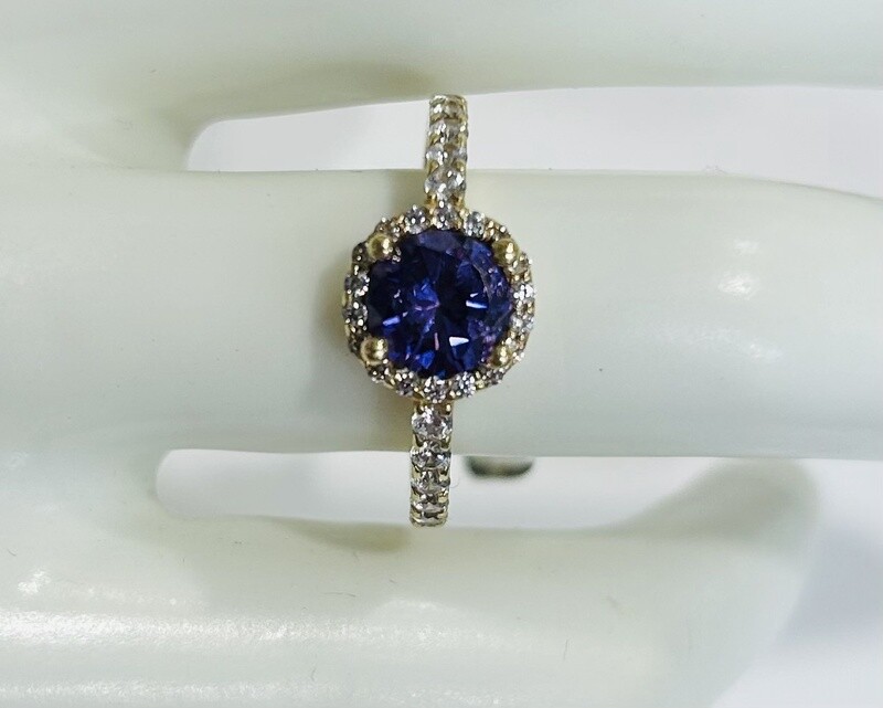 RING 14K 2.7g 7MM CZ HALO SOLITARE