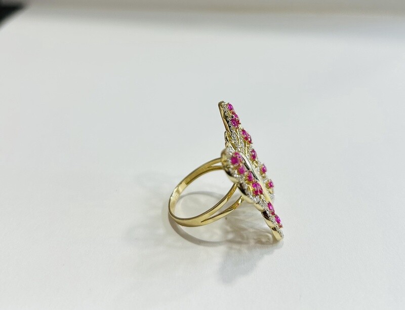 Ring 14k 6.0g Butterfly red white cz