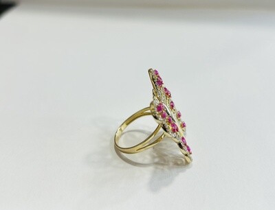 Ring 14k 6.0g Butterfly red white cz