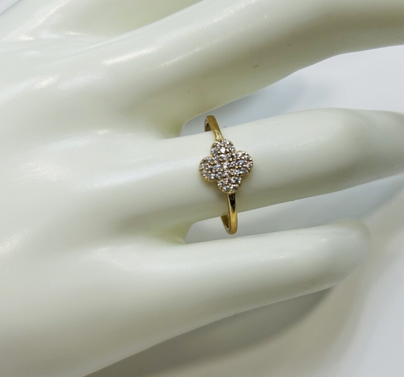 RING 14K  1.6g CUBIC ZIRCONIA CLOVER