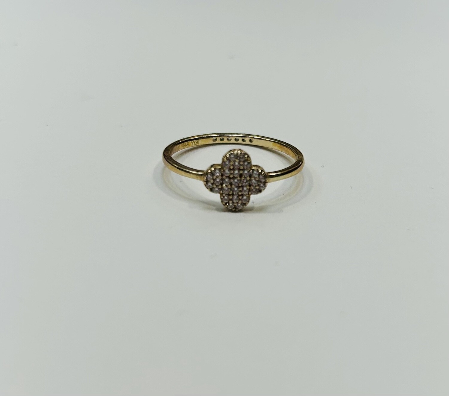 RING 14K  1.6g CUBIC ZIRCONIA CLOVER