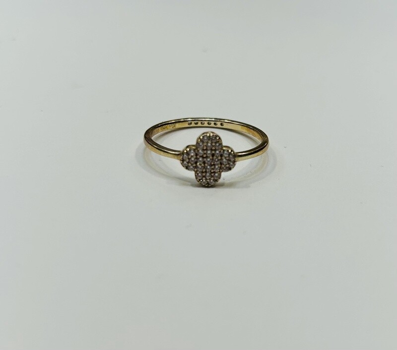 RING 14K  1.6g CUBIC ZIRCONIA CLOVER