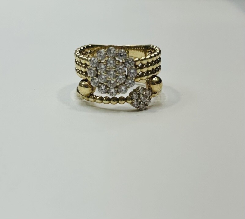 RING 14K 6.0g WIDE FLOWER RING
