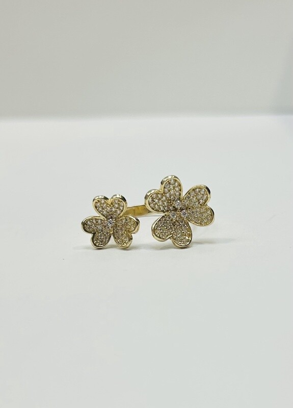 RING 14K 3.0g FLOWER CZ DUAL