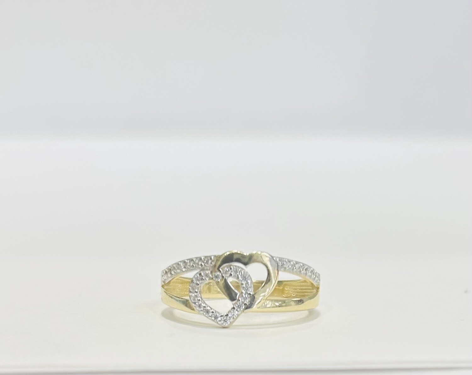 RING 14K 2.1g DOUBLE HEART CZ