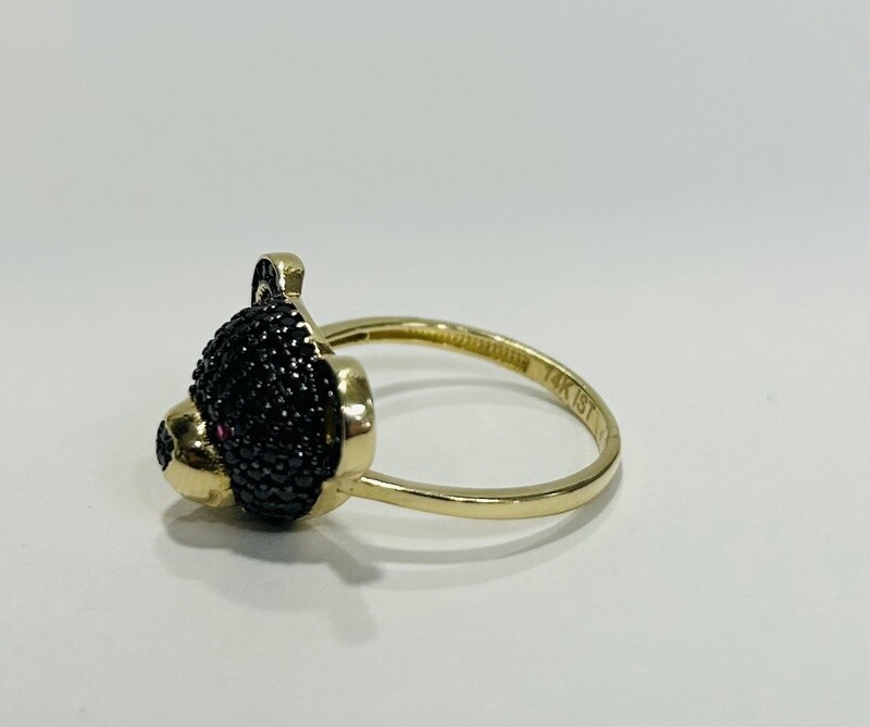 RING 14K  2.6g BLACK BEAR CZ