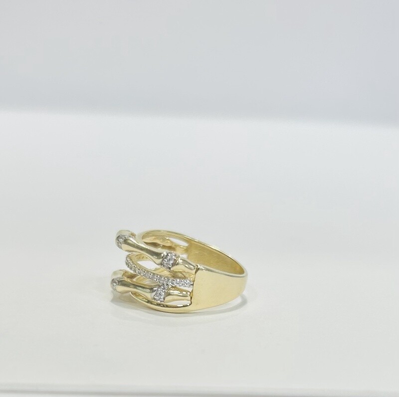 RING 14K 4.1g BAMBOO CZ
