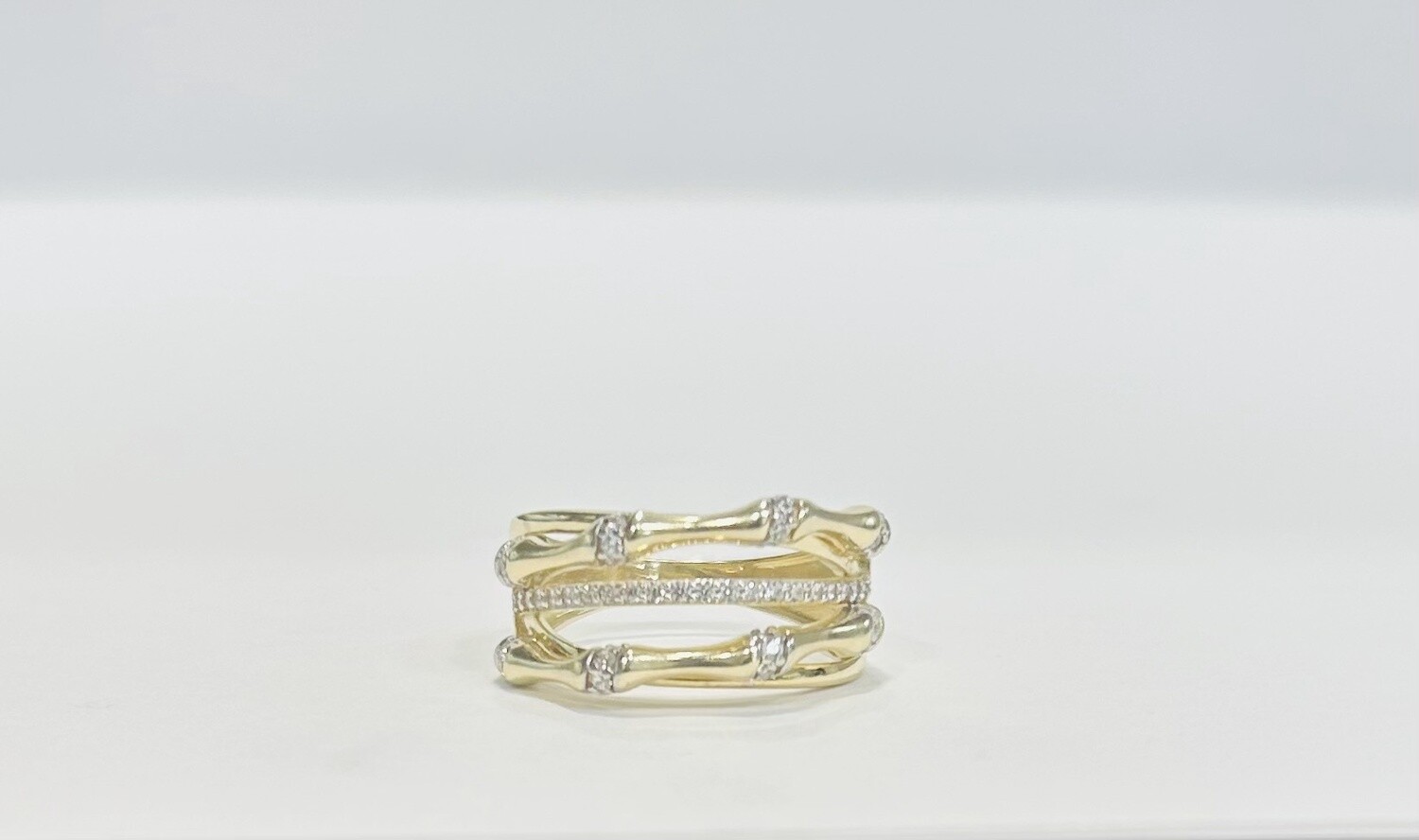 RING 14K 4.1g BAMBOO CZ