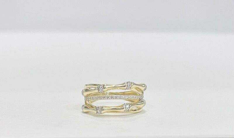 RING 14K 4.1g BAMBOO CZ