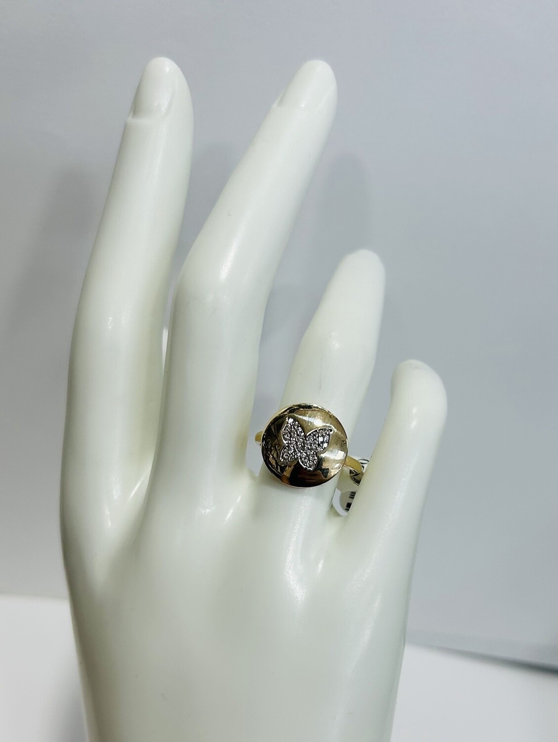 RING 14K 3.5G ROUND BUTTERFLY