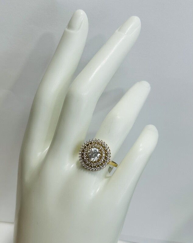 RING 14K 3.4G FLOWER CZ