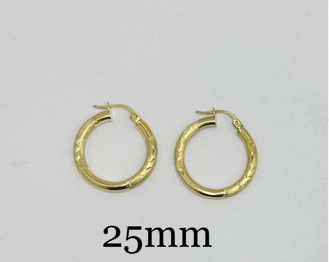 10k Diamond cut Hoop, Model: 25mm/1.8g