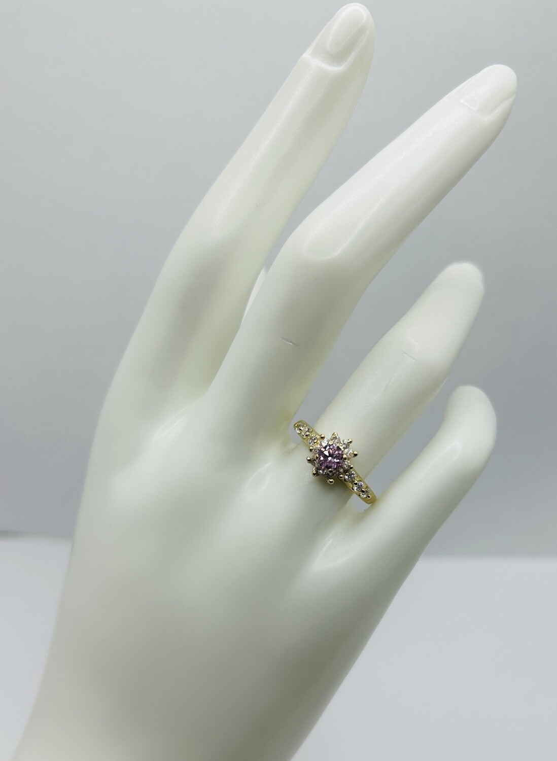 10k Pink CZ flower Ring, Model: 8