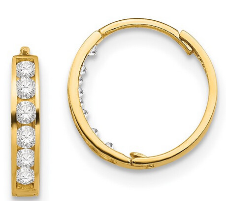 14K CZ Hinged Huggies, Model: 12mm/SE2379