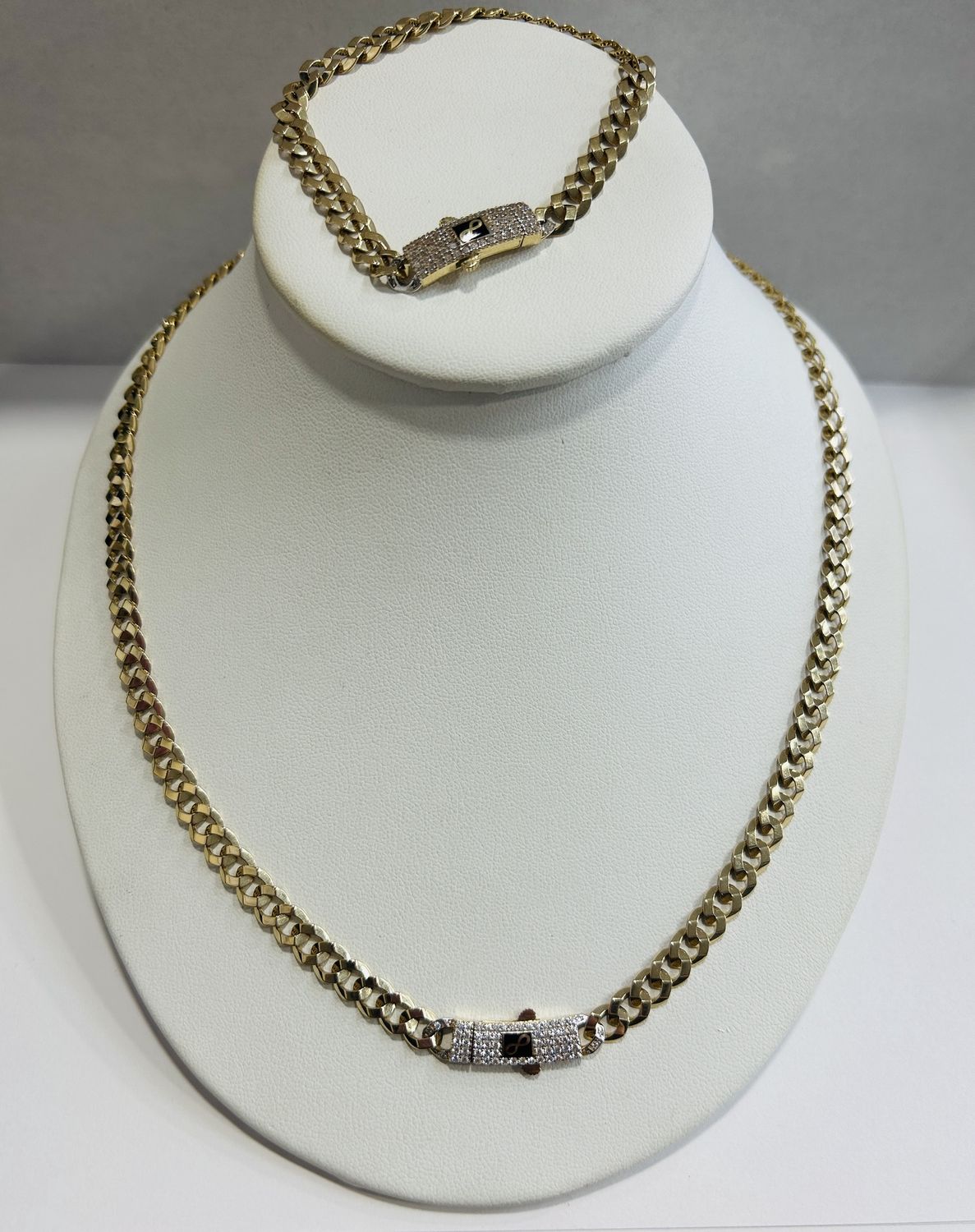 14k Monaco Necklace with Pave Cz
