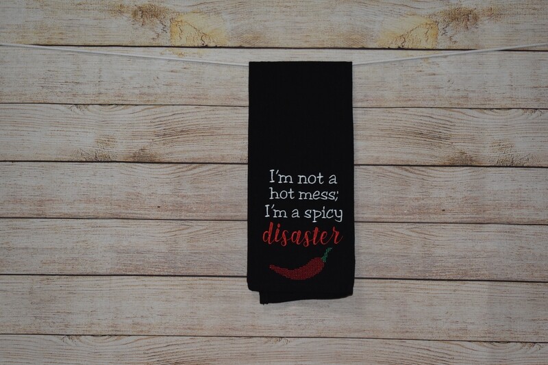 Sassy Embroidered Hand Towels for Bathroom &amp; Kitchen - Hot Mess