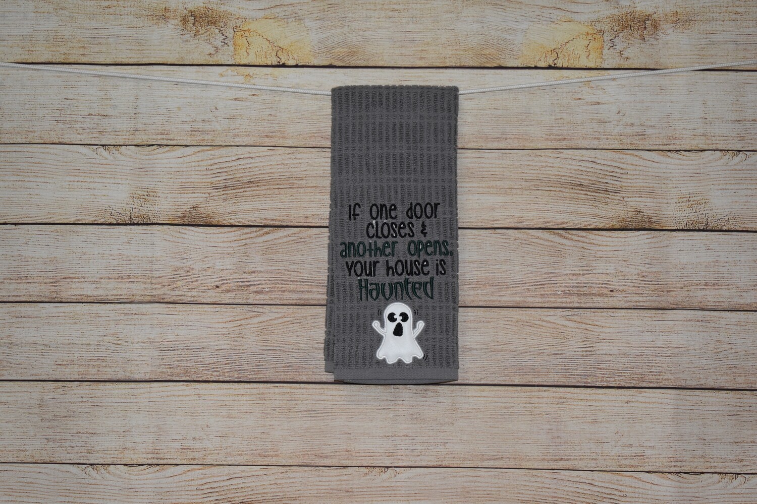 Sassy Embroidered Hand Towels for Bathroom &amp; Kitchen - Haunted House