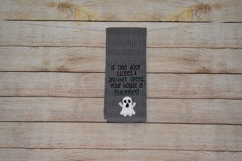 Sassy Embroidered Hand Towels for Bathroom &amp; Kitchen - Haunted House