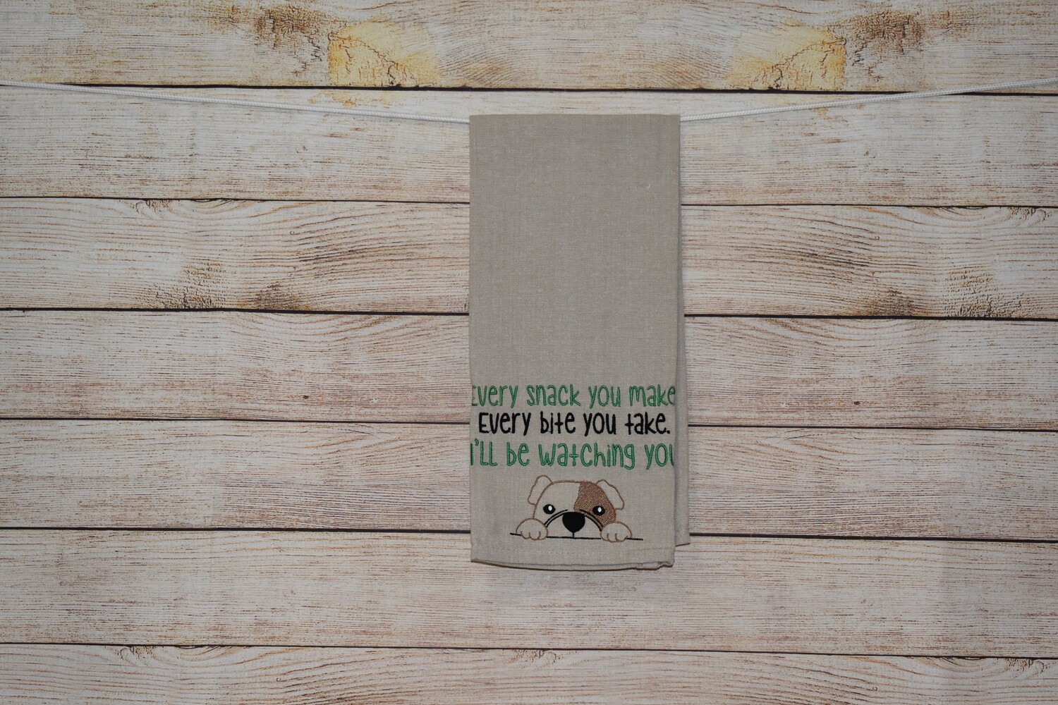 Sassy Embroidered Hand Towels for Bathroom &amp; Kitchen - Dog Watching You